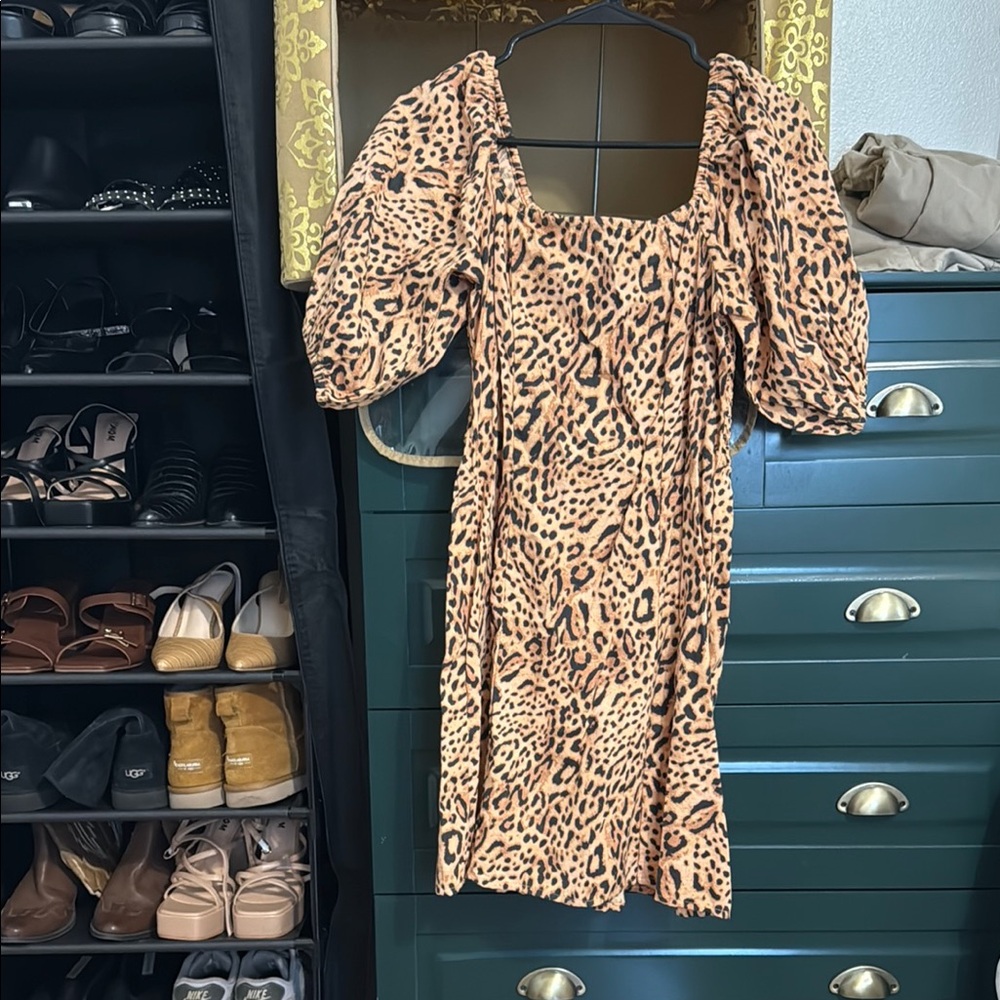 Billabong Brown Tan Puff Sleeve Sundress